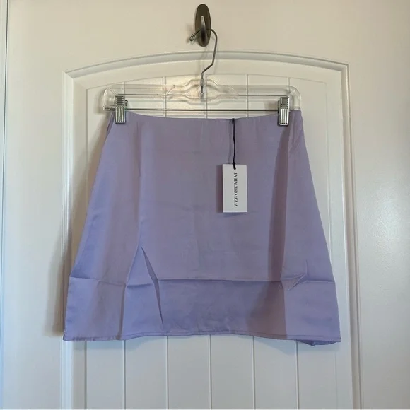 NWT WeWoreWhat purple lilac satin mini skirt women’s small - Picture 2 of 11